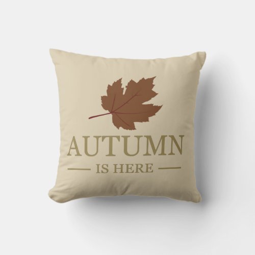 Autumn is here watercolor leaves fall october throw pillow