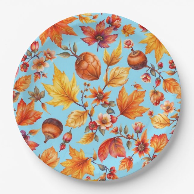 Autumn is in the Air Thanksgiving Paper Plates (Front)