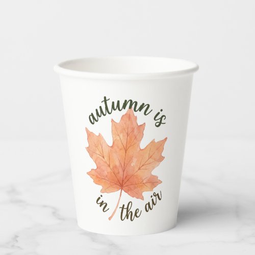 Autumn Is in the Air Watercolor Fall Maple Leaf Paper Cups