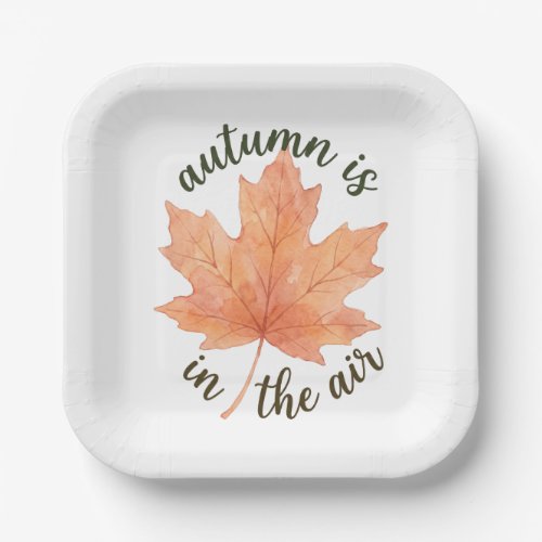 Autumn Is in the Air Watercolor Fall Maple Leaf Paper Plates