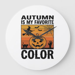 Autumn Is My Favorite Color Halloween Pumpkin Desi Large Clock