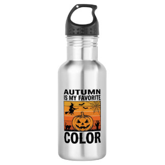 Autumn Is My Favorite Color Halloween Pumpkin Desi Stainless Steel Water Bottle