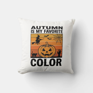 Autumn Is My Favorite Color Halloween Pumpkin Desi Throw Pillow