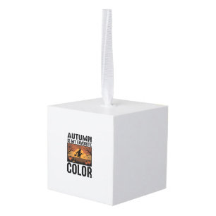 Autumn Is My Favorite Color Halloween Witch Design Cube Ornament