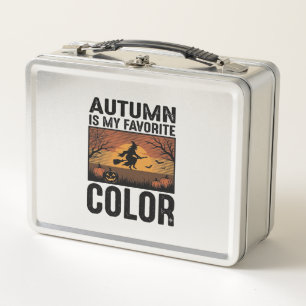 Autumn Is My Favorite Color Halloween Witch Design Metal Lunch Box