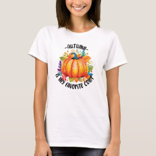 Autumn Is My Favorite Color – Pumpkin and Leaves T-Shirt