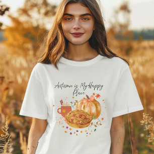 Autumn Is My Happy Place, Cozy Fall Watercolor T-Shirt