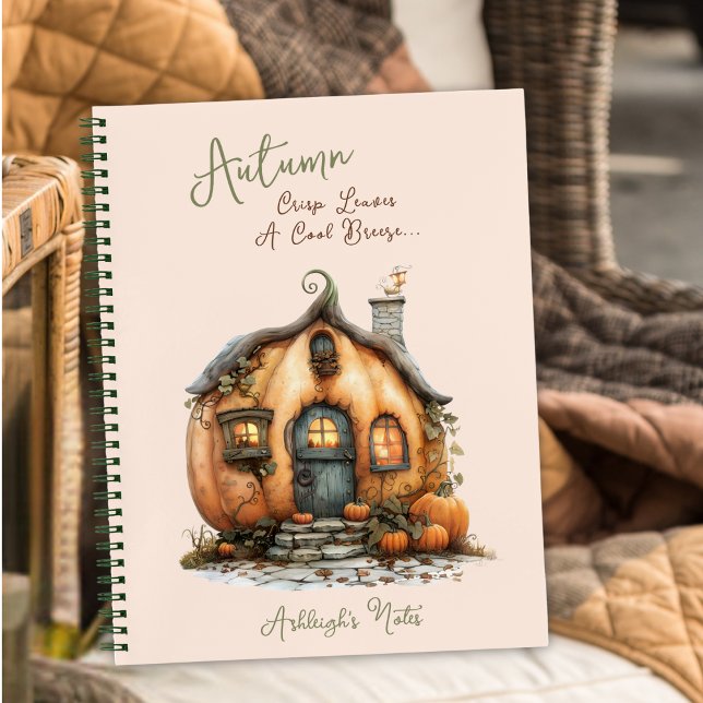 Autumn Ivy Pumpkin House Personalize Custom Pages  Notebook (Creator Uploaded)
