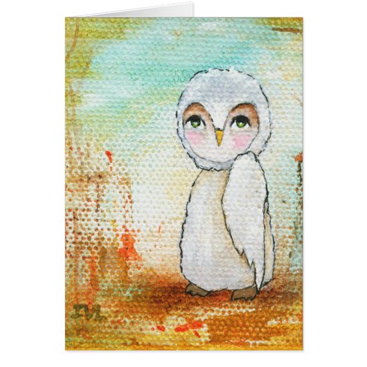 Autumn Joy, White Owl Whimsical Abstract Art (Front)