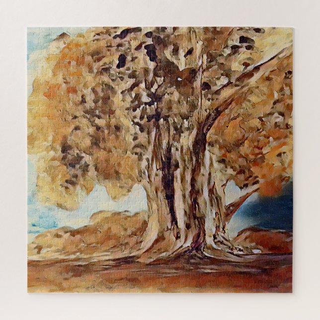 Autumn Jungle Woods Trees Landscape Painting Jigsaw Puzzle (Vertical)