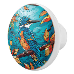 Autumn Kingfisher Ceramic Knob