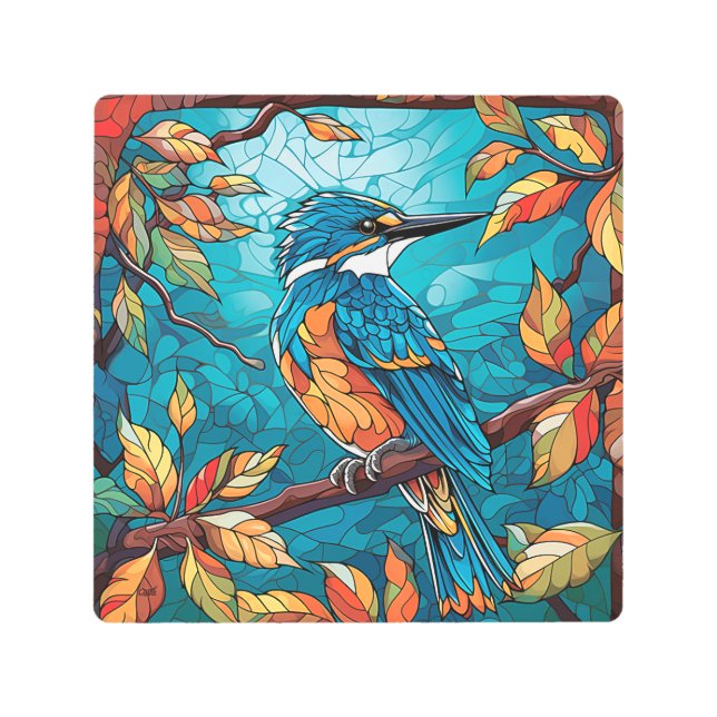 Autumn Kingfisher Metal Wall Art (Front)