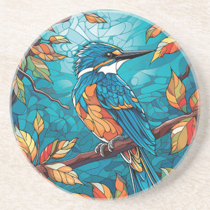 Autumn Kingfisher Sandstone Coaster