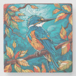 Autumn Kingfisher Stone Coaster at Zazzle