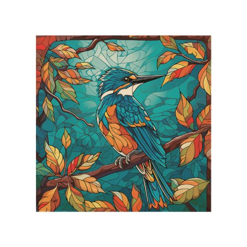 Autumn Kingfisher Wood Wall Art