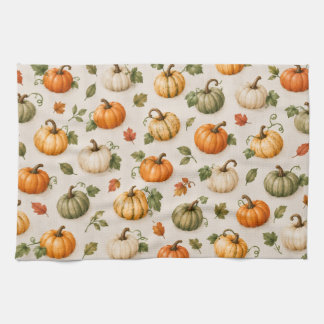 Autumn Kitchen – Apron with Pumpkins and Fall Towel