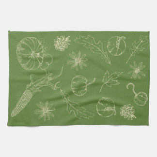 Autumn Kitchen Towel in Green
