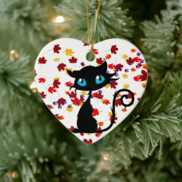 Autumn Kitty Ceramic Ornament