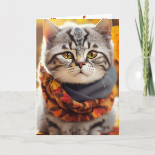 Autumn Kitty With Scarf Card