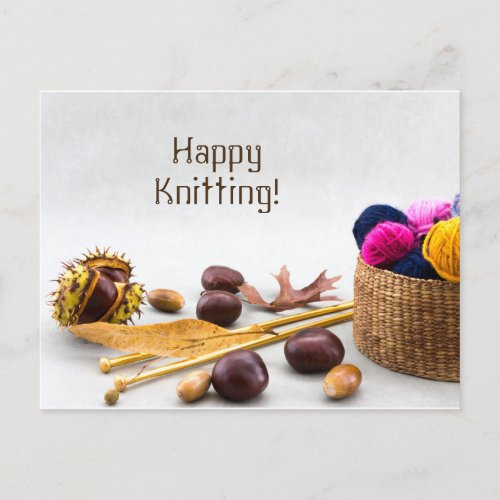 Autumn knitting greeting card