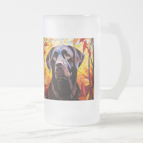Autumn Labrador Retriever Modern Dog Puppy  Frosted Glass Beer Mug