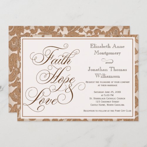Autumn Lace Faith Hope  Love Wedding Invitation