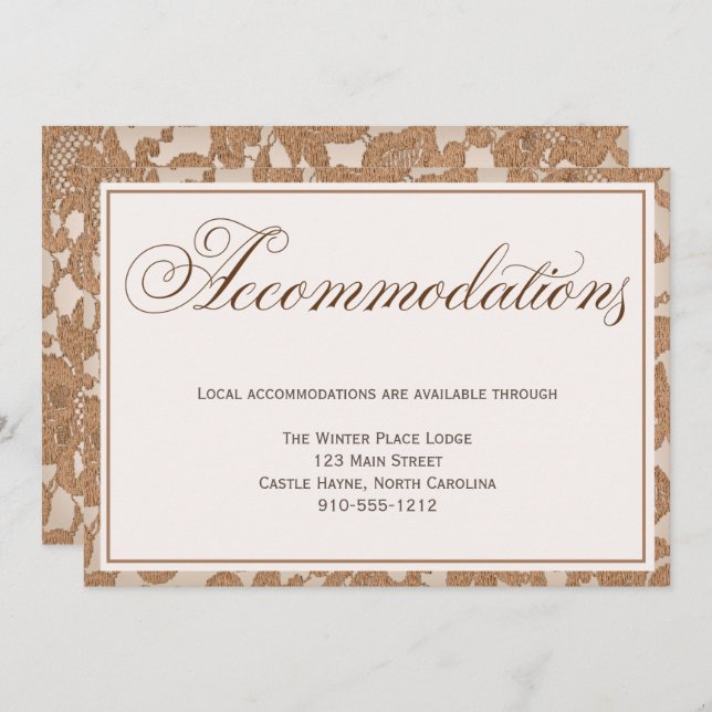 Autumn Lace Wedding Accommodations Card (Front/Back)