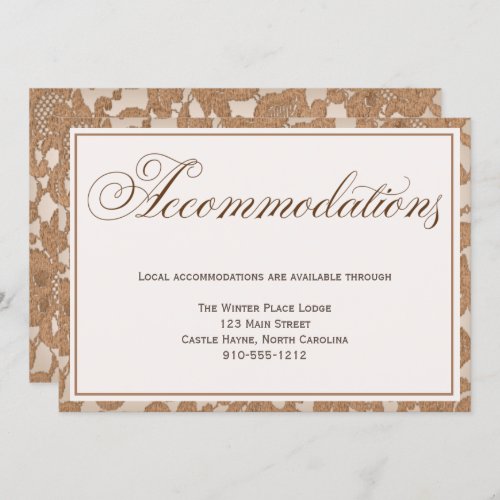 Autumn Lace Wedding Accommodations Card