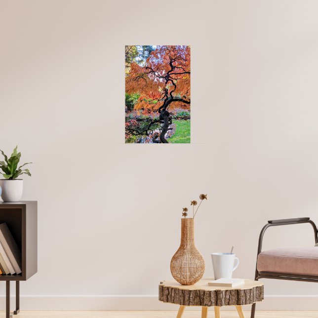 Autumn Laceleaf Japanese Maple Tree Botanical Poster (Living Room 3)