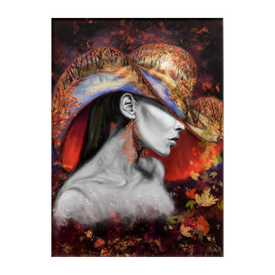 Autumn Lady Acrylic Art - Painting