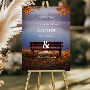 Autumn Lake Bench Romantic Foam Board