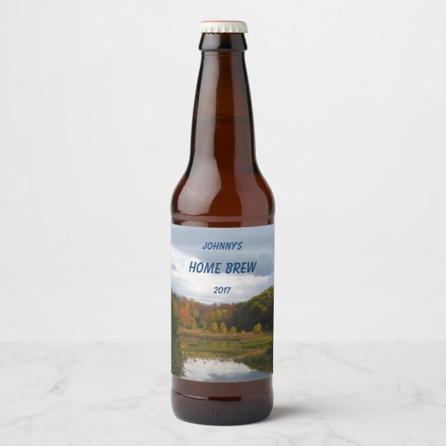 Autumn Lake Nature Landscape Beer Label