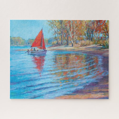 Autumn Lake Sailing Jigsaw Puzzle