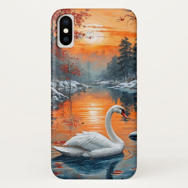 Autumn lake swan landscape design Case-Mate iPhone case (Back)