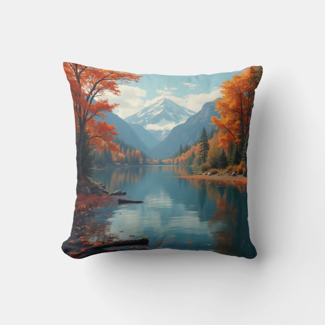 autumn lake throw pillow (Front)