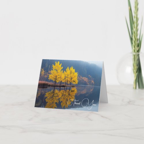 Autumn Lake With Trees Sympathy Thank You Card