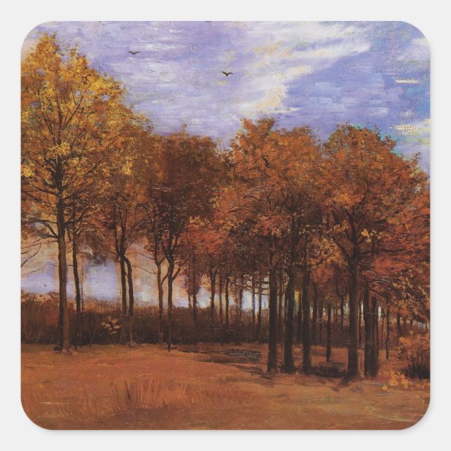 Autumn Landscape by Vincent van Gogh Square Sticker (Front)