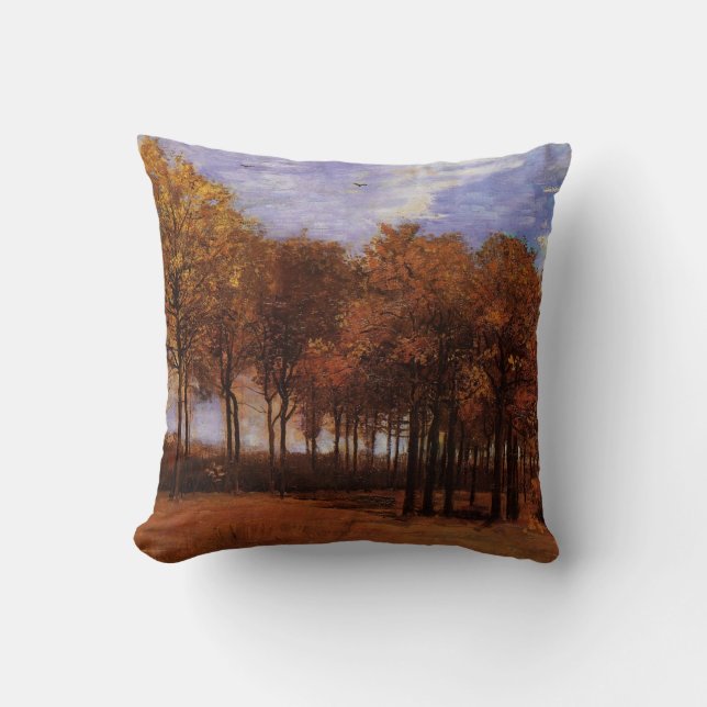 Autumn Landscape by Vincent van Gogh Throw Pillow (Front)