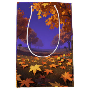 Autumn landscape featuring maple leaves medium gift bag