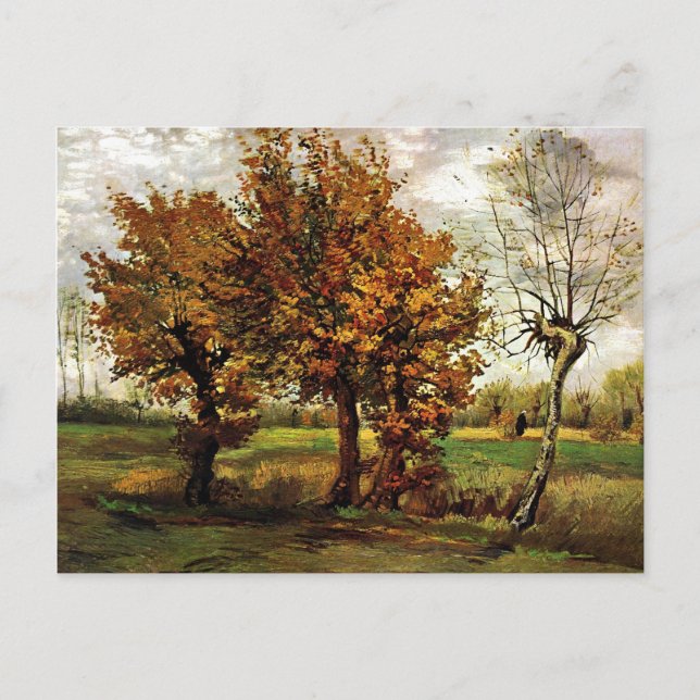 Autumn Landscape Four Trees Van Gogh Fine Art Postcard (Front)