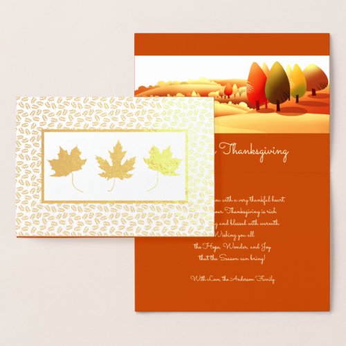 Autumn Landscape Luxury Thanksgiving  Foil Card