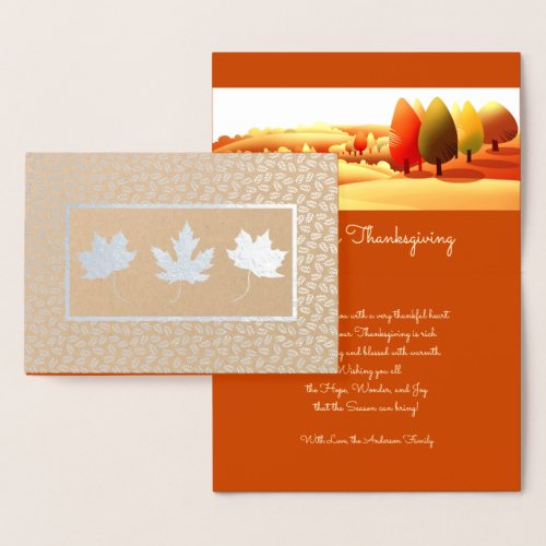 Autumn Landscape Luxury Thanksgiving Real Foil Card