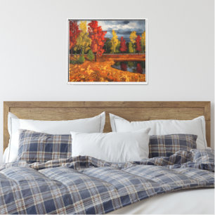 Autumn Landscape Oil Painting on Canvas – Vibrant Print