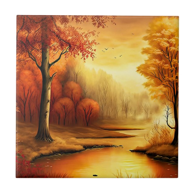 Autumn Landscape Painting-2 Ceramic Tile (Front)