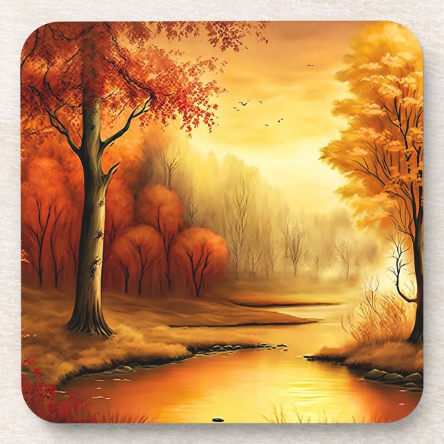 Autumn Landscape Painting-87546 Beverage Coaster (Front)