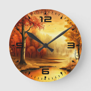 Autumn Landscape Painting-87546 Round Clock