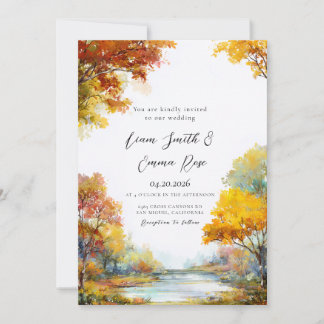 Autumn Landscape Rustic Nature Wedding Invitation