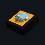 Autumn Landscape Scene Keepsake Box<br><div class="desc">Colorful Illustration of a pleasant autumn landscape scene with soft clouds floating on a blue sky with a small hill covered in green grass and  multi-colored leaves falling off the trees.</div>