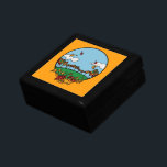 Autumn Landscape Scene Keepsake Box<br><div class="desc">Colorful Illustration of a pleasant autumn landscape scene with soft clouds floating on a blue sky with a small hill covered in green grass and  multi-colored leaves falling off the trees.</div>