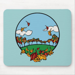 Autumn Landscape Scene Mouse Pad